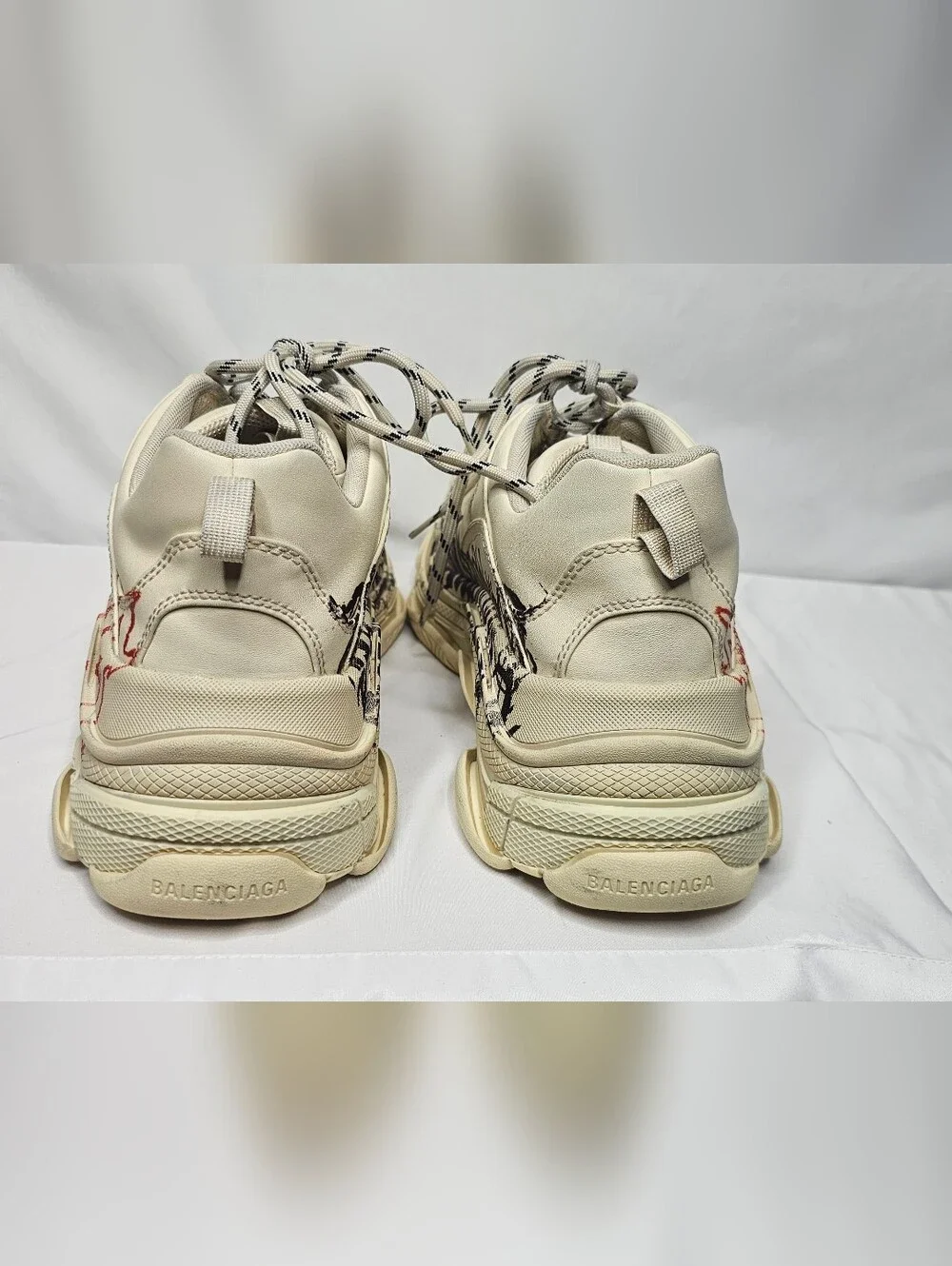 Balenciaga Triple S Graffiti Sneakers Beige Cream Men’s 44 US 11 DIY Logo Art